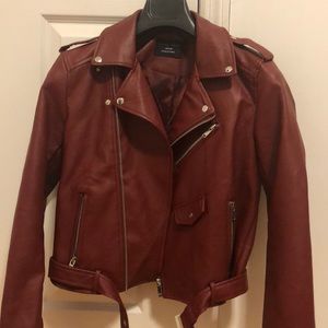 Dark red faux leather vegan jacket XS or size 0